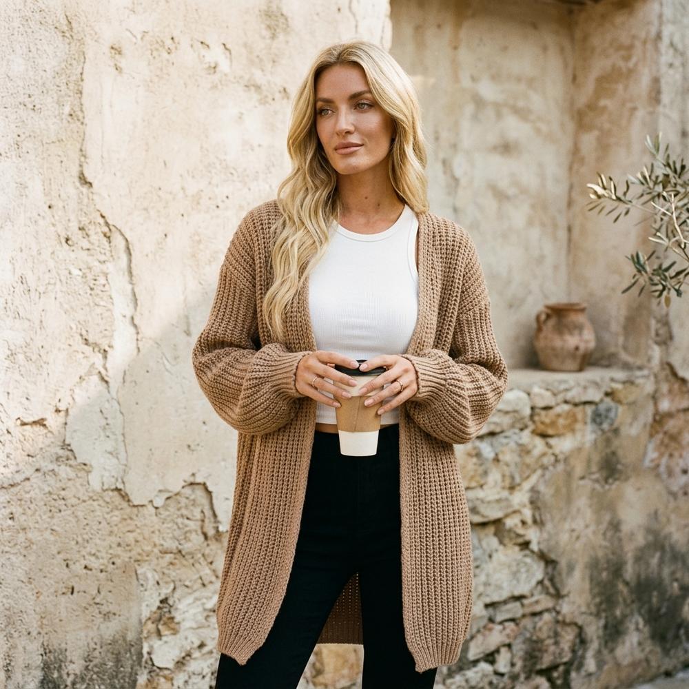 Heidi Outlet - Danor | Grobgestrickter Offener Cardigan