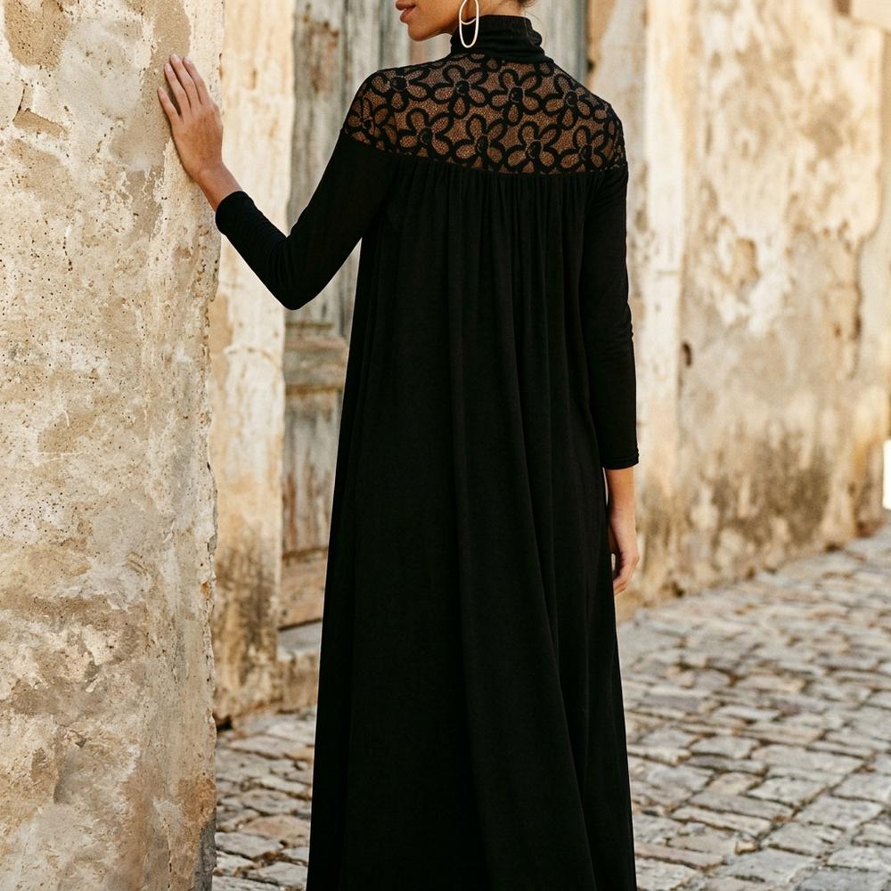 Heidi Outlet - Yosil | Spitzenbesetztes Langärmliges Kleid