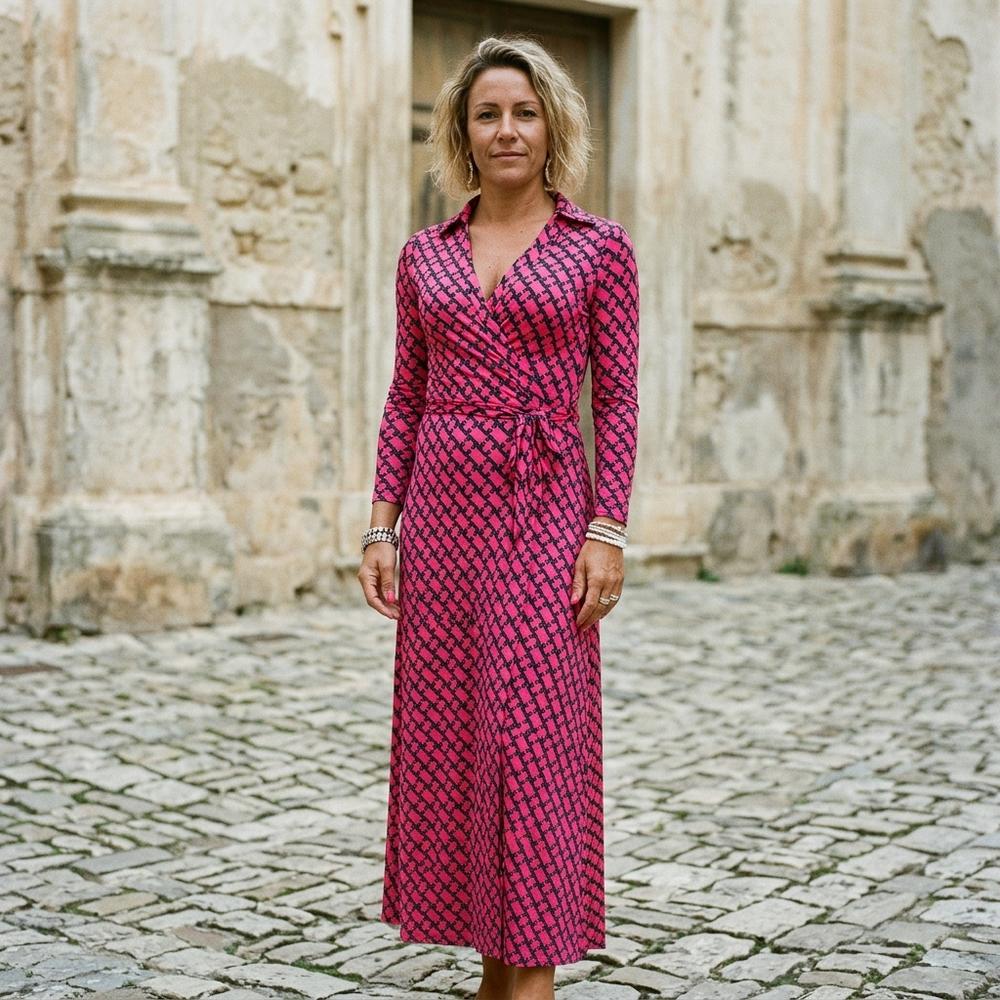 Heidi Outlet - Leram | Gemustertes Langärmliges Kleid