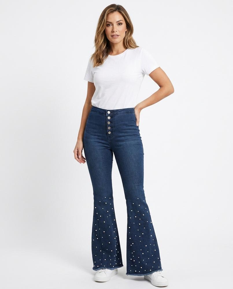 Heidi Outlet - Cakar | Hochgeschnittene Perlenbesetzte Hose Damen