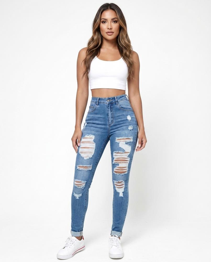 Heidi Outlet - Tanor | Zerrissene Enganliegende Hose Damen