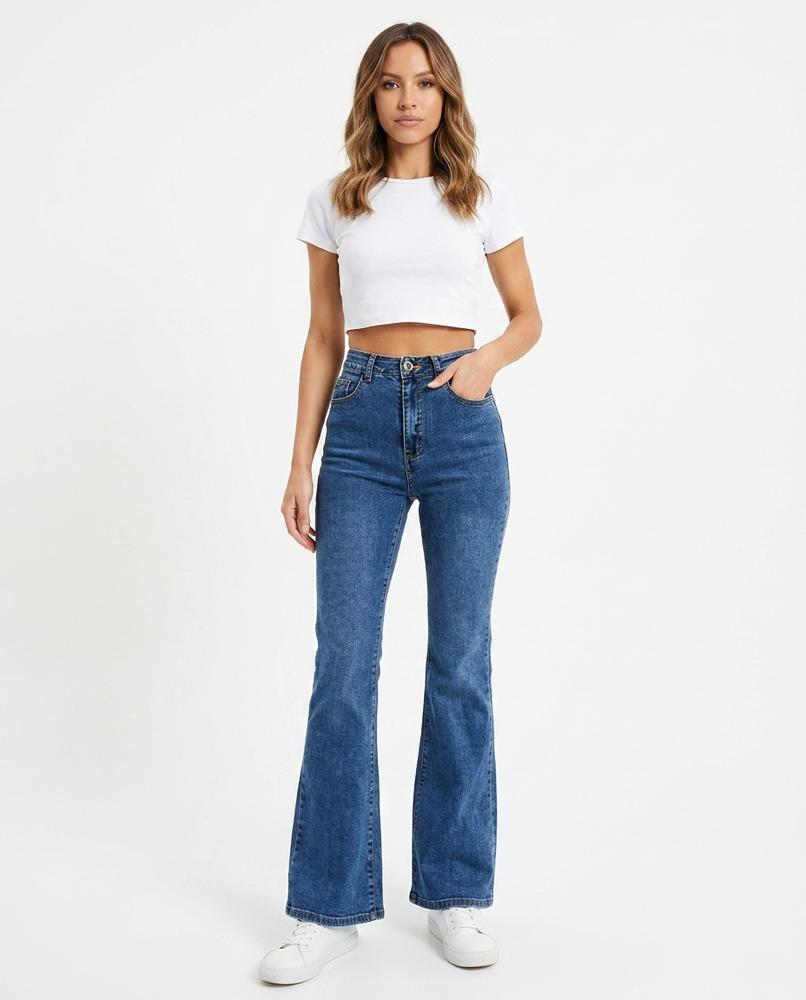 Heidi Outlet - Lolan | Hochgeschnittene Ausgestellte Hose Damen