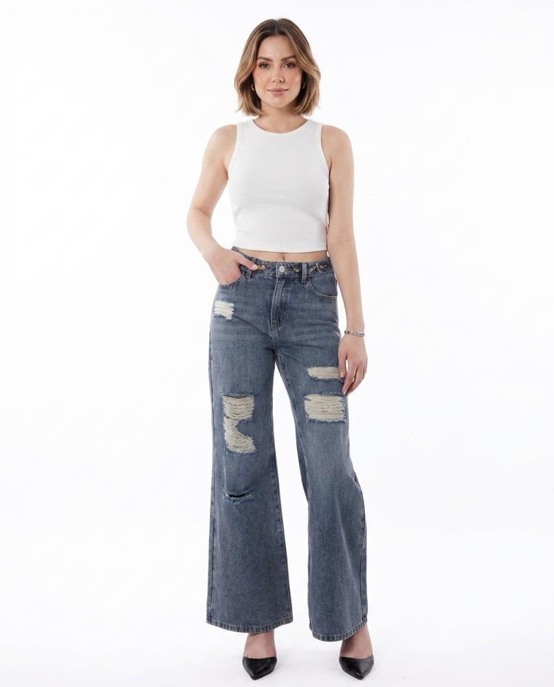 Heidi Outlet - Lavel | Weit Geschnittene Zerrissene Hose Damen