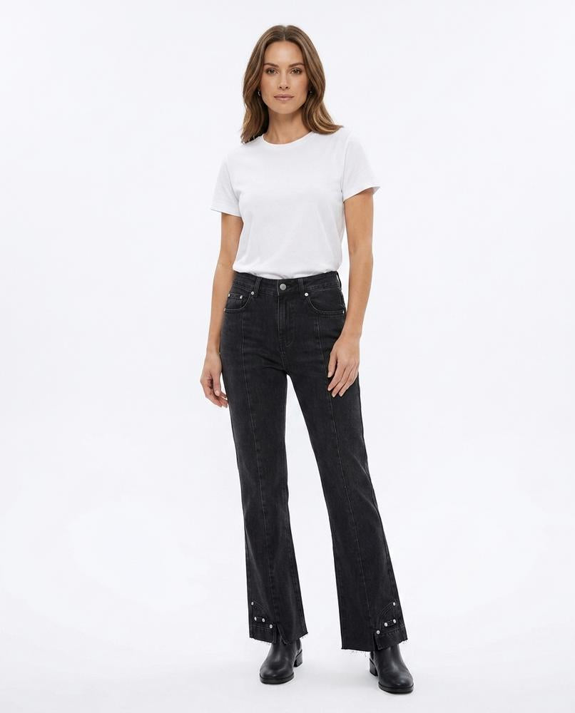 Heidi Outlet - Kavar | Ausgestellte Nietenbesetzte Hose Damen