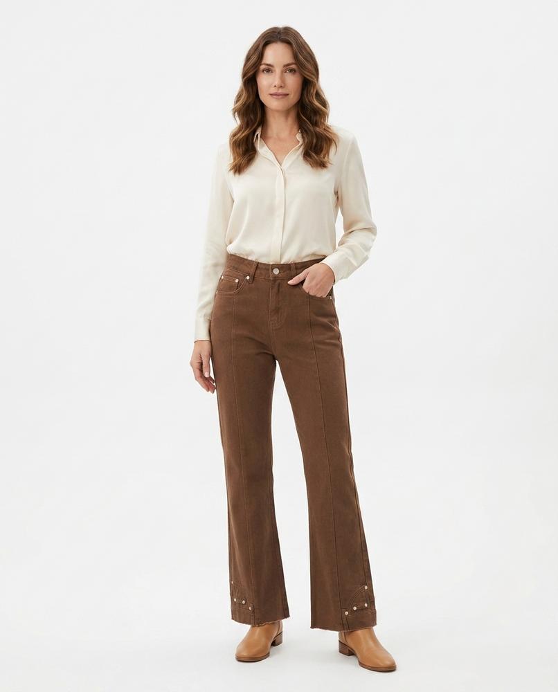Heidi Outlet - Kavar | Ausgestellte Nietenbesetzte Hose Damen