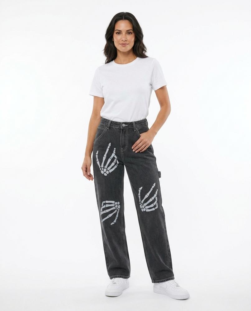 Heidi Outlet - Mavan | Bedruckte Gerade Geschnittene Baumwoll Hose Unisex