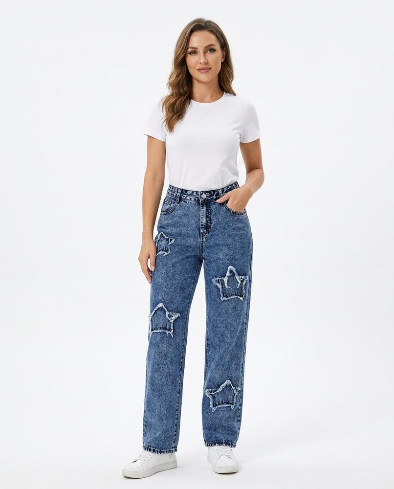 Heidi Outlet - Rinav | Gerade Geschnittene Ausgefranste Hose Damen