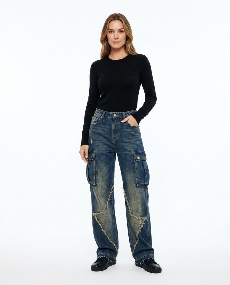 Heidi Outlet - Arvan | Weit Geschnittene Ausgefranste Hose Unisex