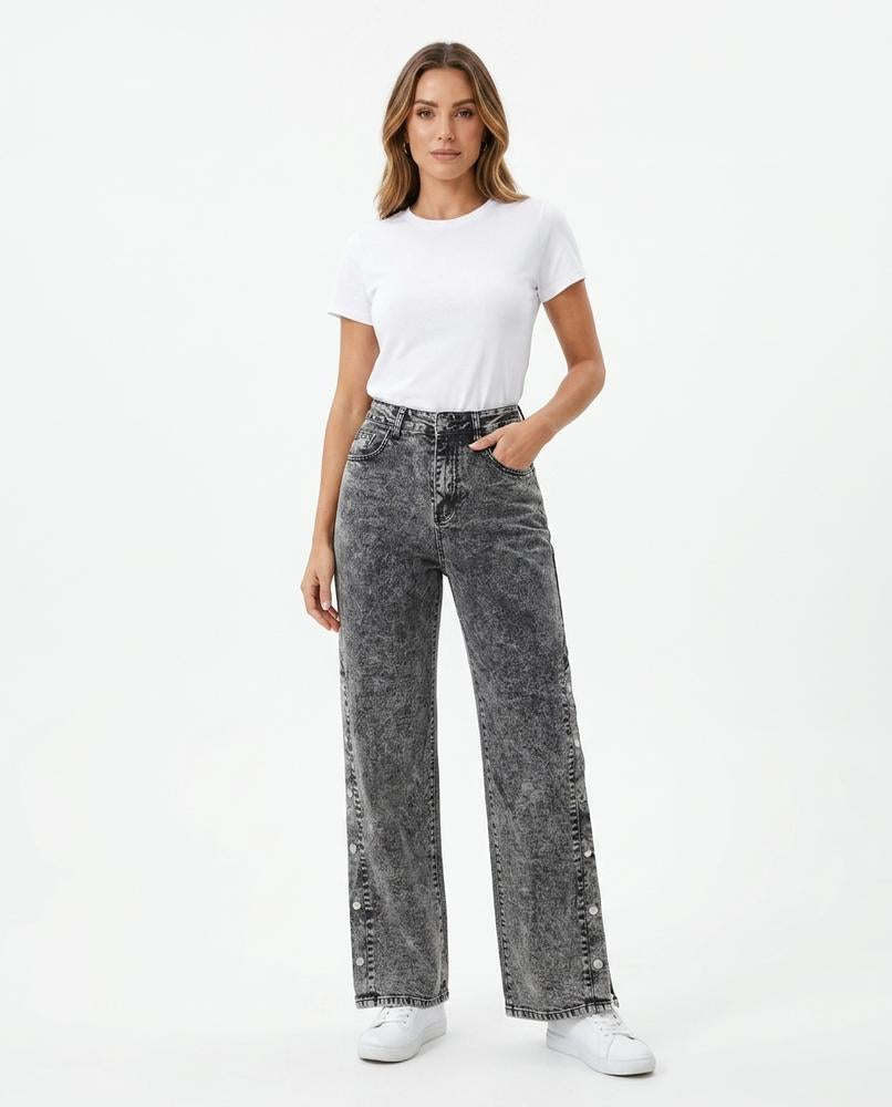 Heidi Outlet - Salin | Aufknöpfbare Gewaschene Hose Damen