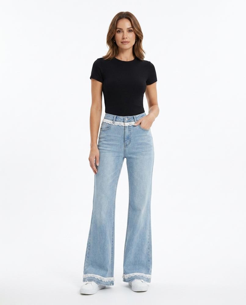 Heidi Outlet - Lysen | Ausgestellte Spitzenbesetzte Hose Damen
