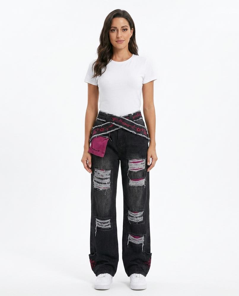 Heidi Outlet - Darel | Weit Geschnittene Zerrissene Hose Unisex