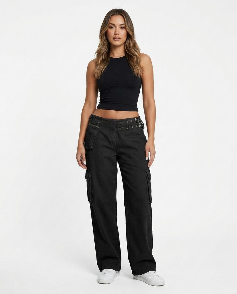 Heidi Outlet - Vezan | Weit Geschnittene Nietenbesetzte Hose Damen