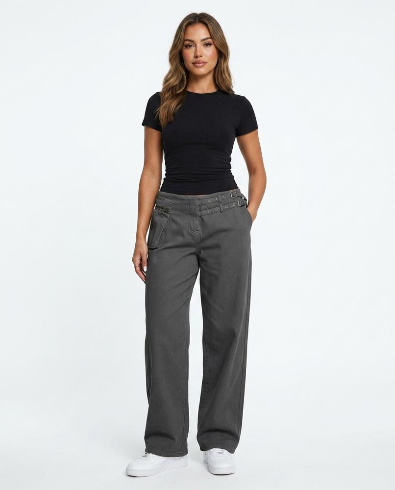 Heidi Outlet - Vezan | Weit Geschnittene Nietenbesetzte Hose Damen