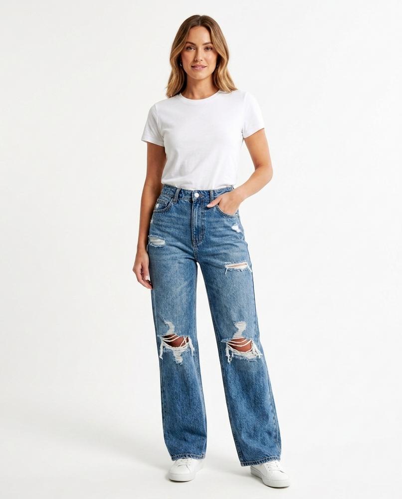 Heidi Outlet - Sevar | Gerade Geschnittene Zerrissene Hose Damen