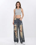 Heidi Outlet - Zerel | Zerrissene Weit Geschnittene Hose Unisex