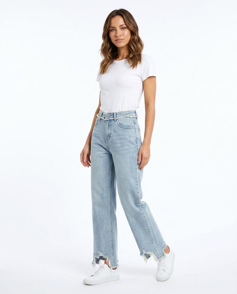 Heidi Outlet - Camir | Gefranste Gerade geschnittene Hose Damen