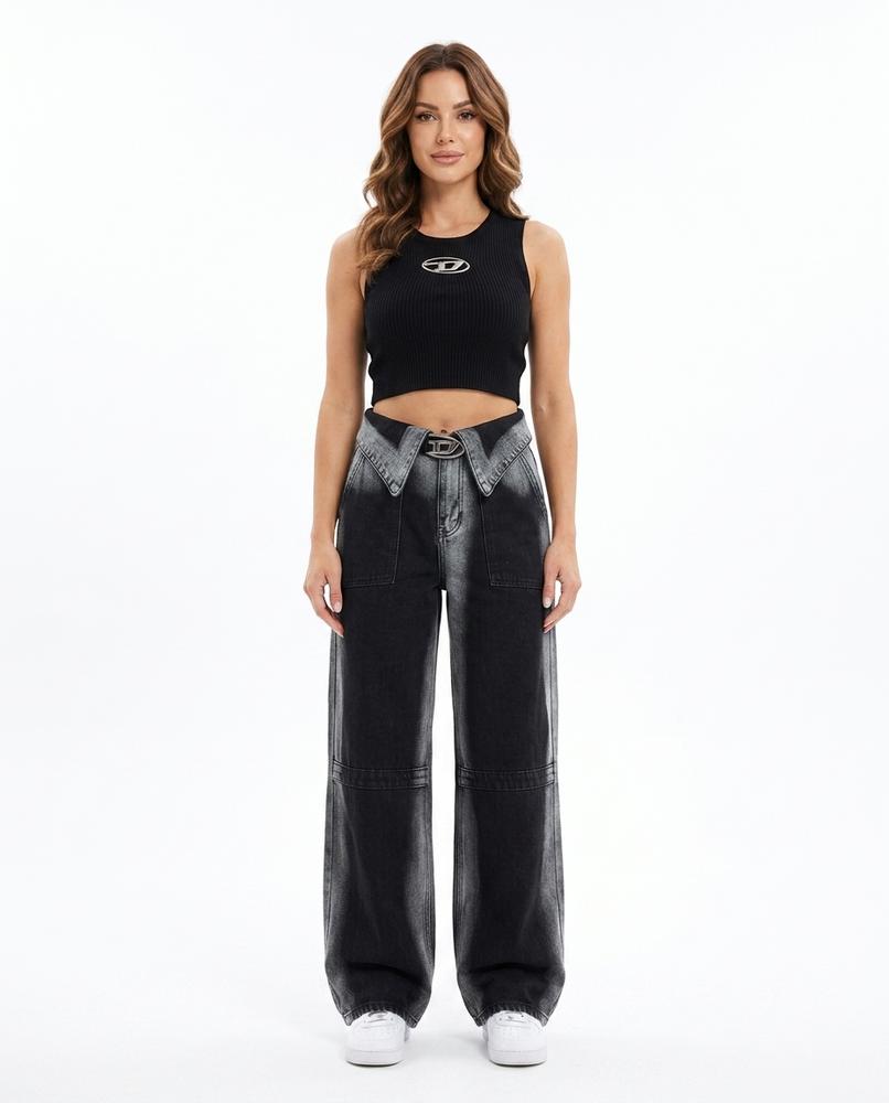 Heidi Outlet - Vehal | Weit Geschnittene Verwaschene Hose Damen