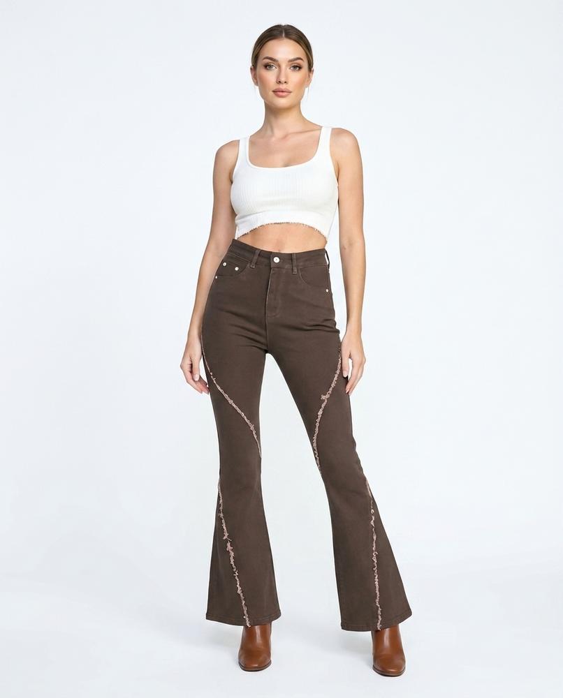 Heidi Outlet - Rotir | Ausgestellte Ausgefranste Hose Damen