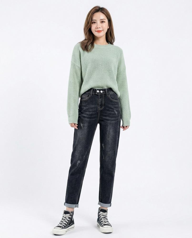 Heidi Outlet - Ramel | Hochsitzende Verwaschene Hose Damen