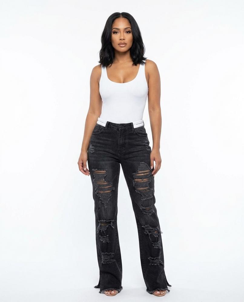 Heidi Outlet - Kavin | Zerrissene Ausgefranste Hose Damen