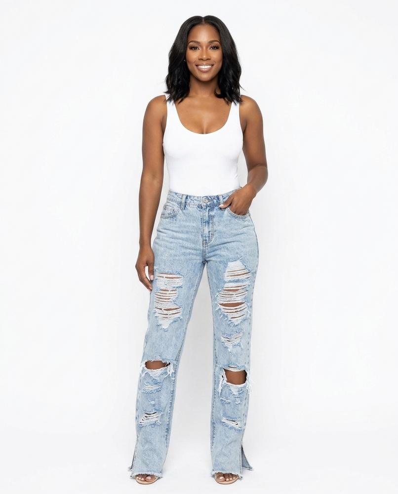 Heidi Outlet - Kavin | Zerrissene Ausgefranste Hose Damen