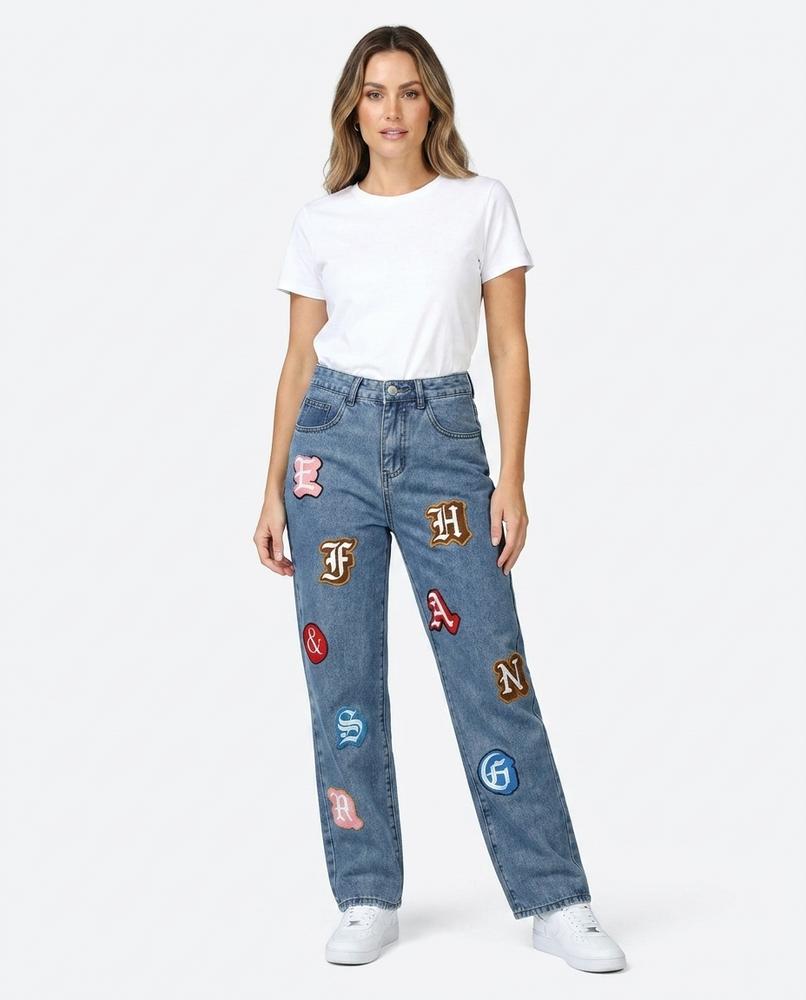 Heidi Outlet - Vilev | Bestickte Gerade Geschnittene Hose Unisex