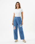 Heidi Outlet - Tanal | Applizierte Weit Geschnittene Hose Damen