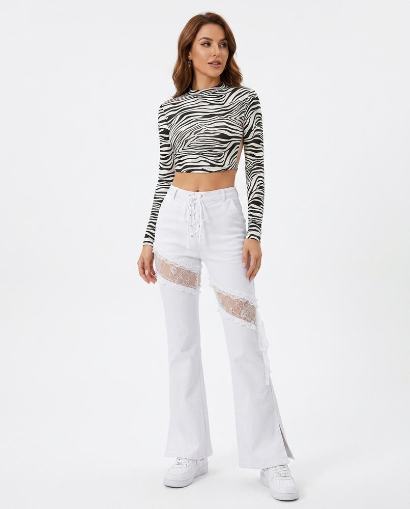 Heidi Outlet - Zeron | Ausgestellte Geschnürte Hose Damen
