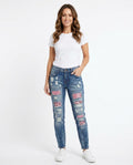 Heidi Outlet - Nesol | Zerstörte Geflickte Hose Damen