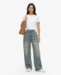 Heidi Outlet - Laver | Verwaschene Weit Geschnittene Hose Damen
