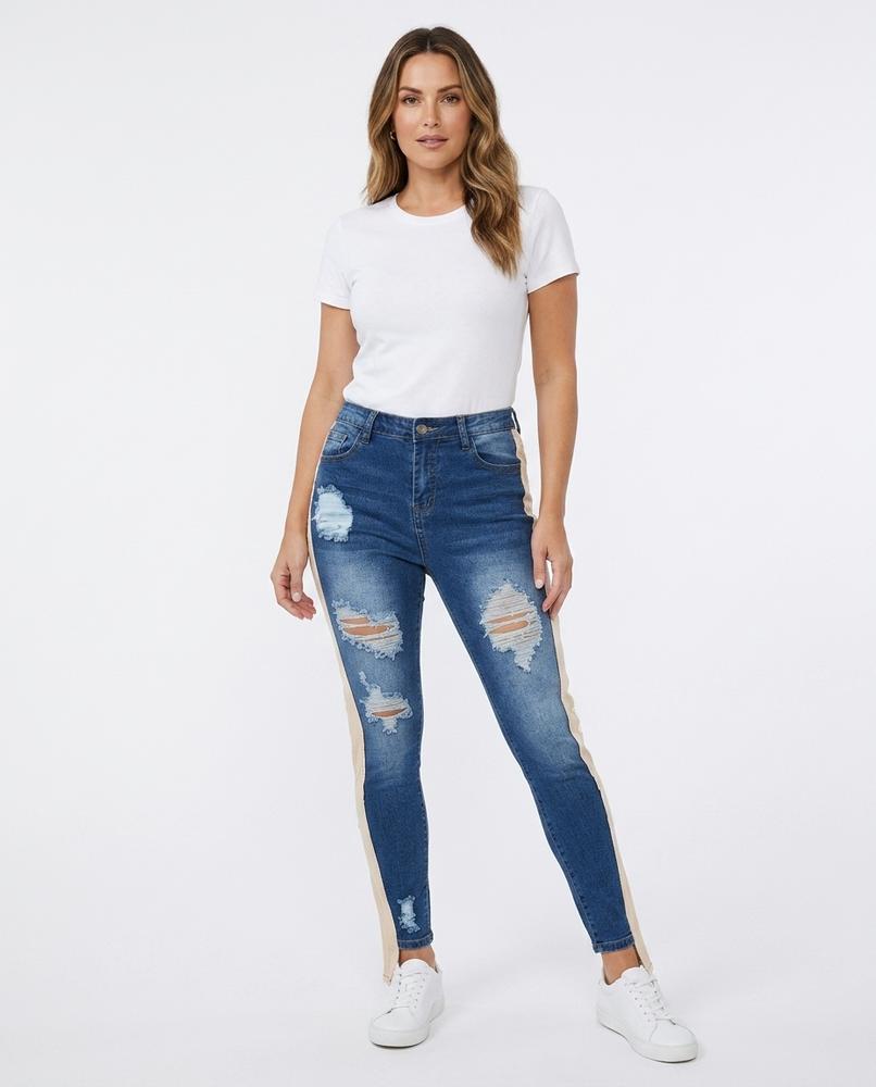 Heidi Outlet - Veren | Destroyed Zweifarbig Hose Damen