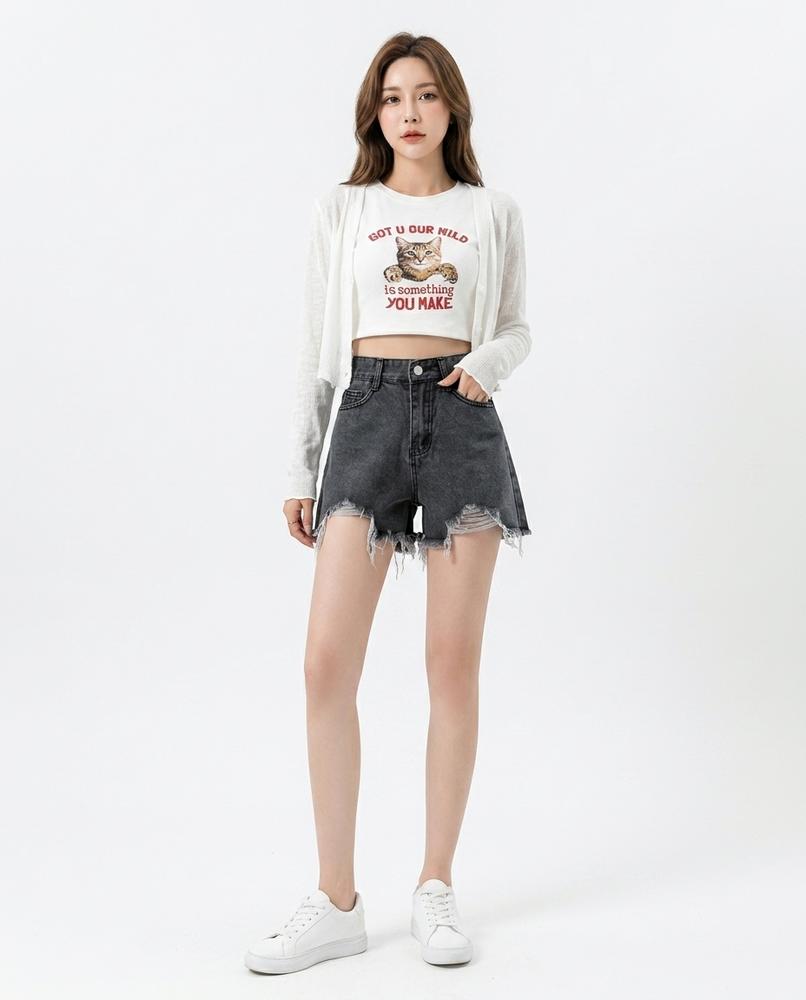 Heidi Outlet - Vemar | Zerrissene Hochgeschnittene Hose Damen