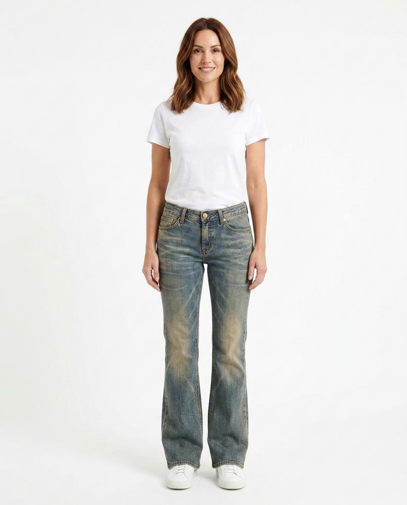 Heidi Outlet - Tinav | Ausgestellte Verwaschene Hose Damen