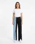 Heidi Outlet - Riran | Zweifarbige Gerade Geschnittene Hose Damen