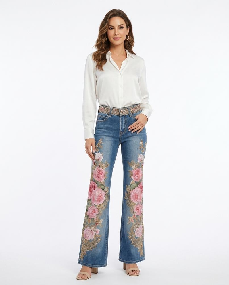 Heidi Outlet - Lelen | Ausgestellte Bestickte Hose Damen