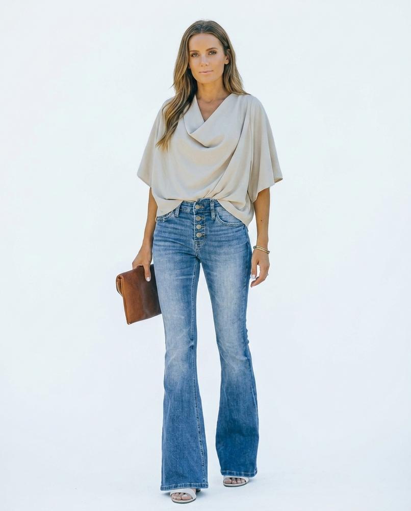 Heidi Outlet - Zevin | Ausgestellte Hoch Taillierte Hose Damen