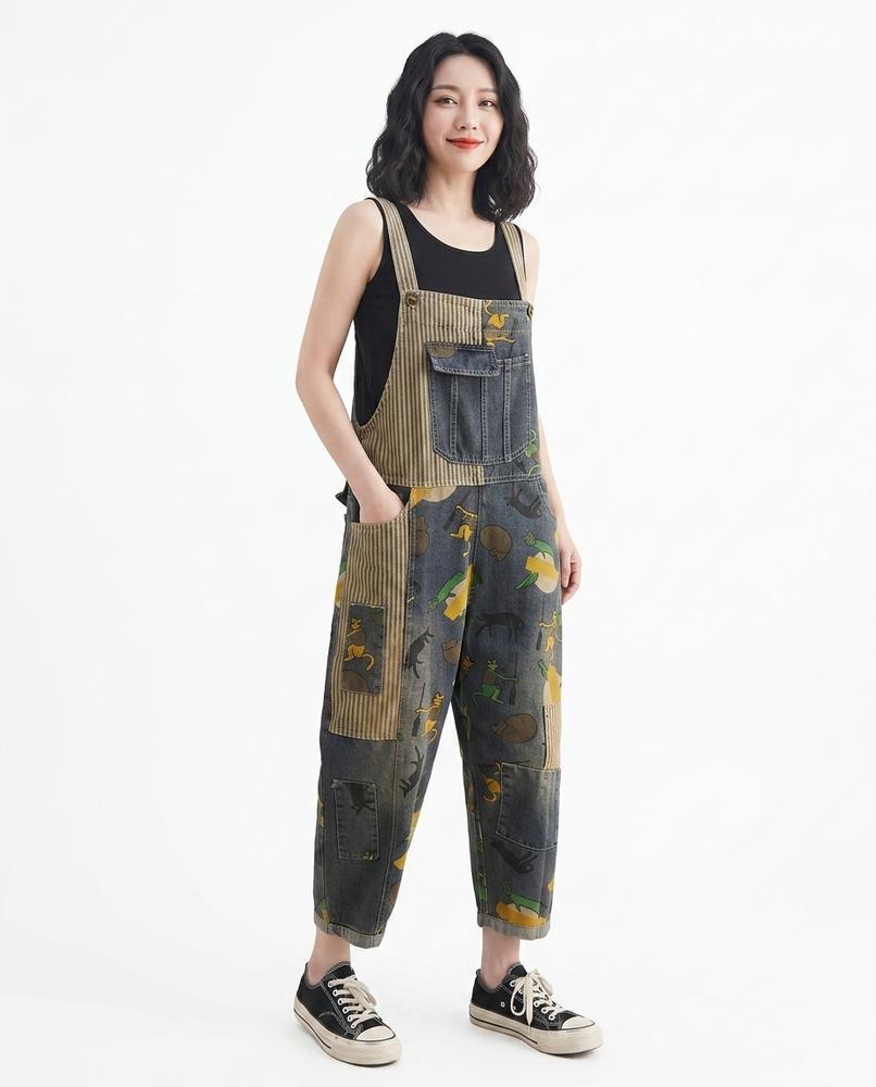 Heidi Outlet - Tisan | Gemusterte Gepatchte Hose Damen