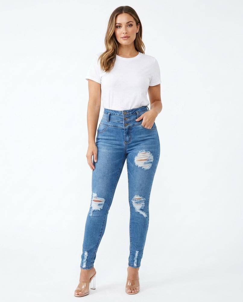 Heidi Outlet - Nerel | Hochgeschnittene Zerrissene Hose Damen