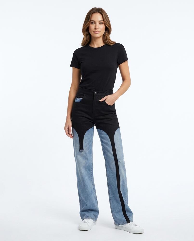 Heidi Outlet - Tadar | Zweifarbige Weit Geschnittene Hose Damen
