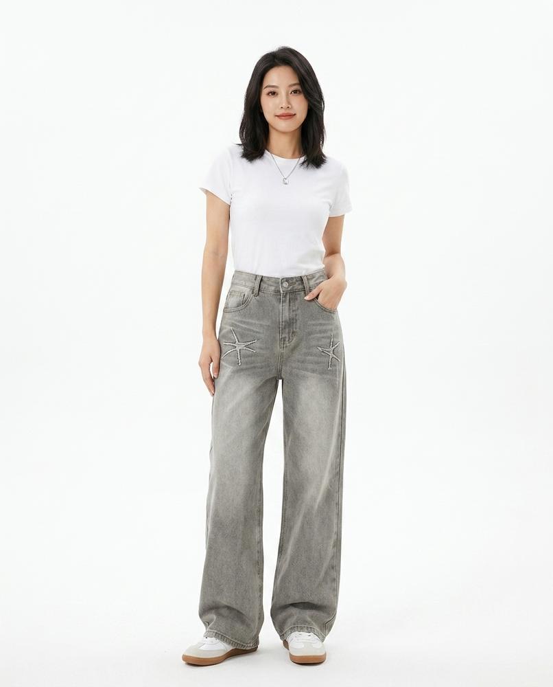 Heidi Outlet - Netal | Weit Geschnittene Verwaschene Hose Damen