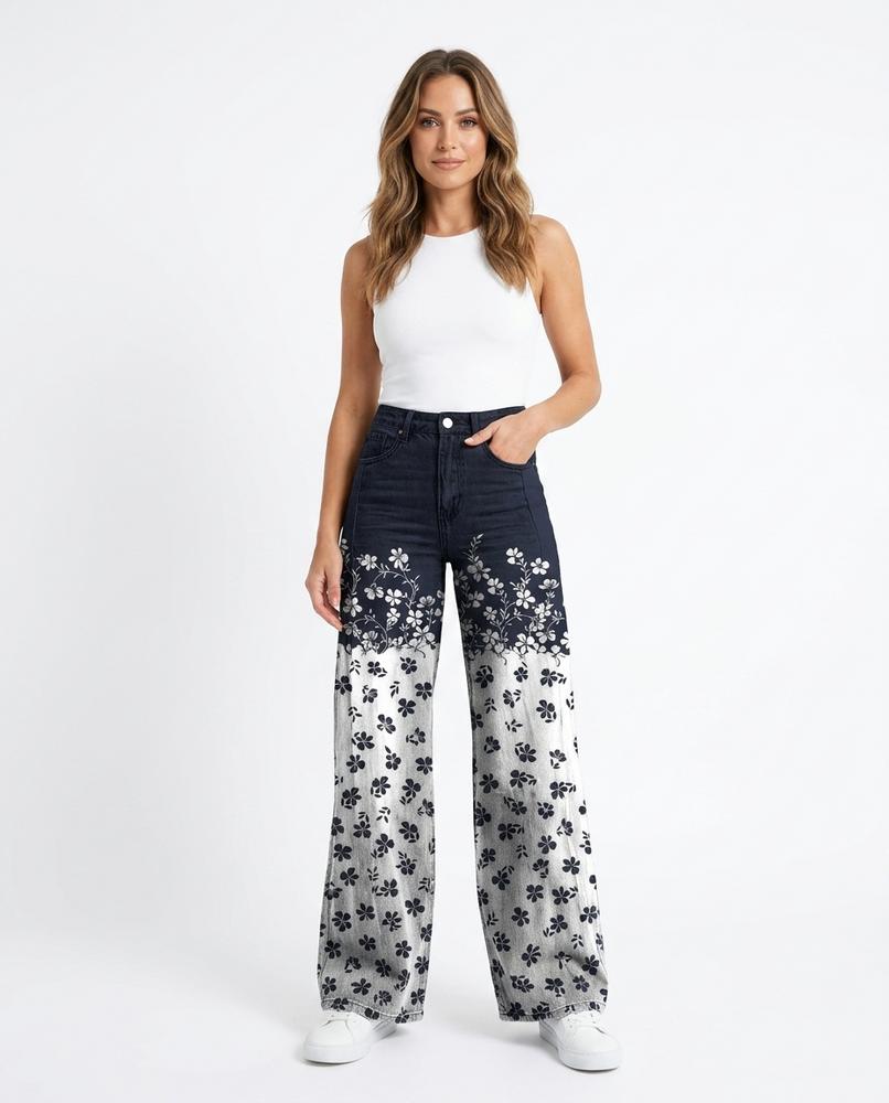 Heidi Outlet - Kavin | Geblümte Weit Geschnittene Hose Damen