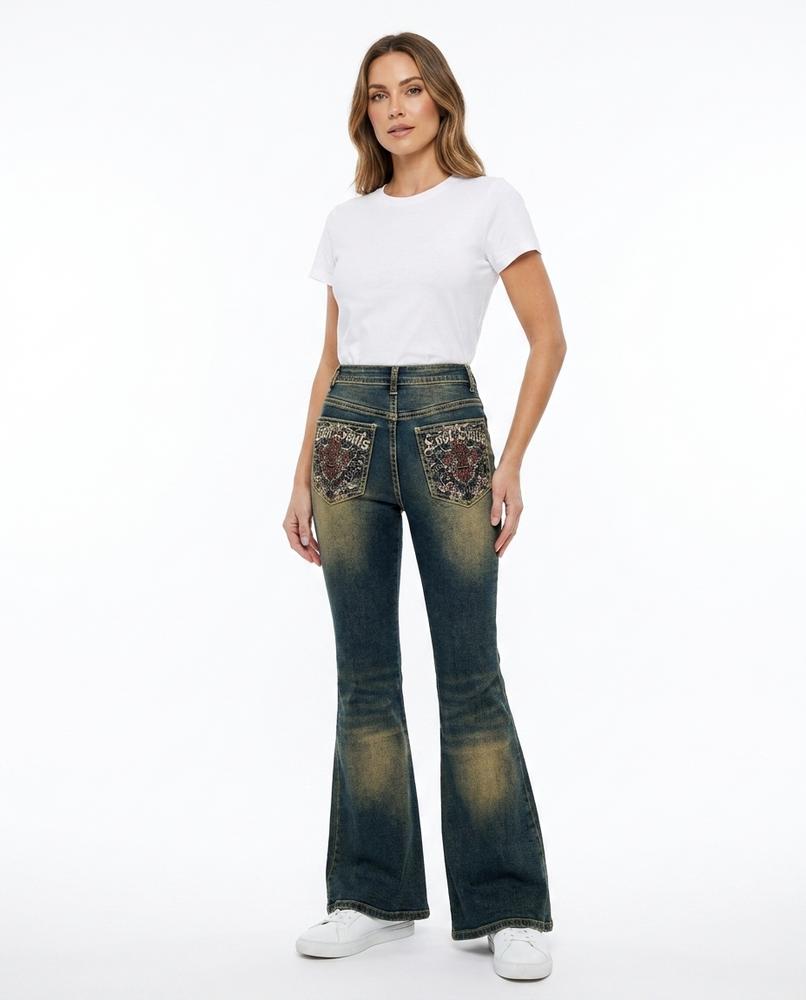 Heidi Outlet - Timon | Ausgestellte Bestickte Hose Damen