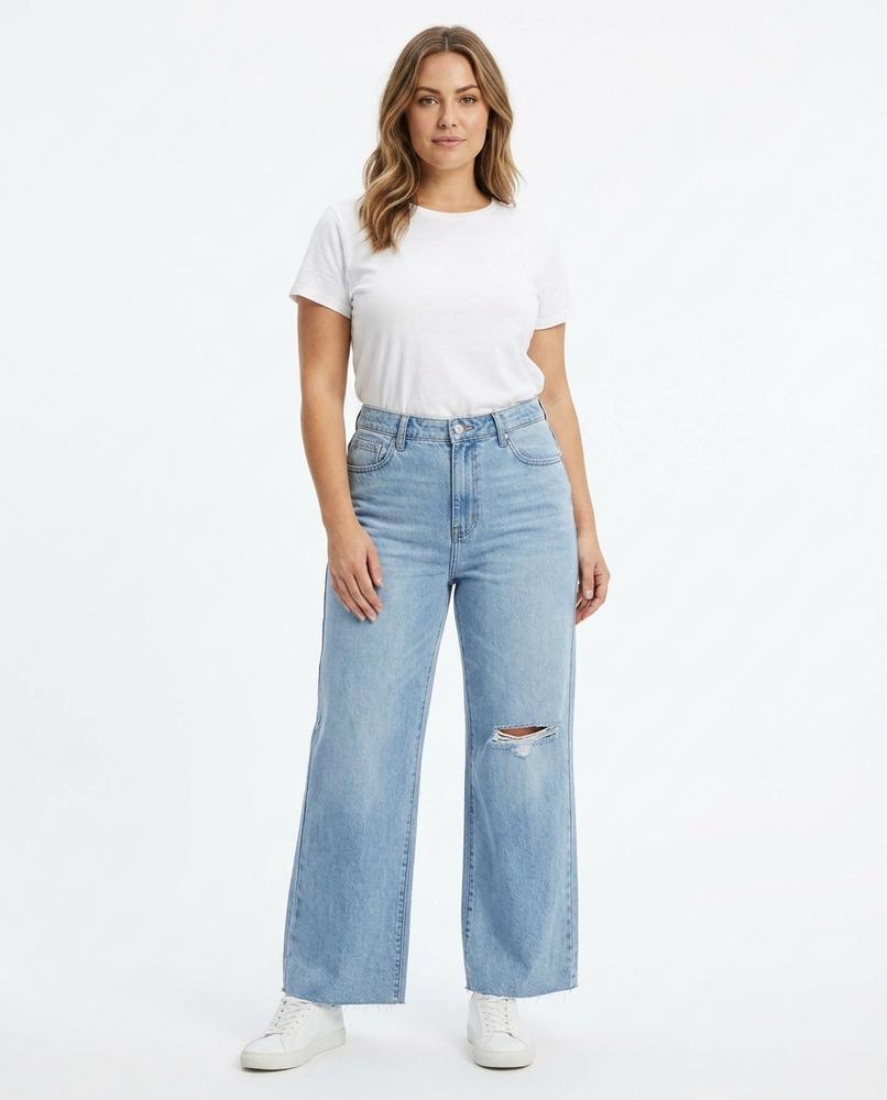 Heidi Outlet - Rinor | Weit Geschnittene Zerrissene Hose Damen