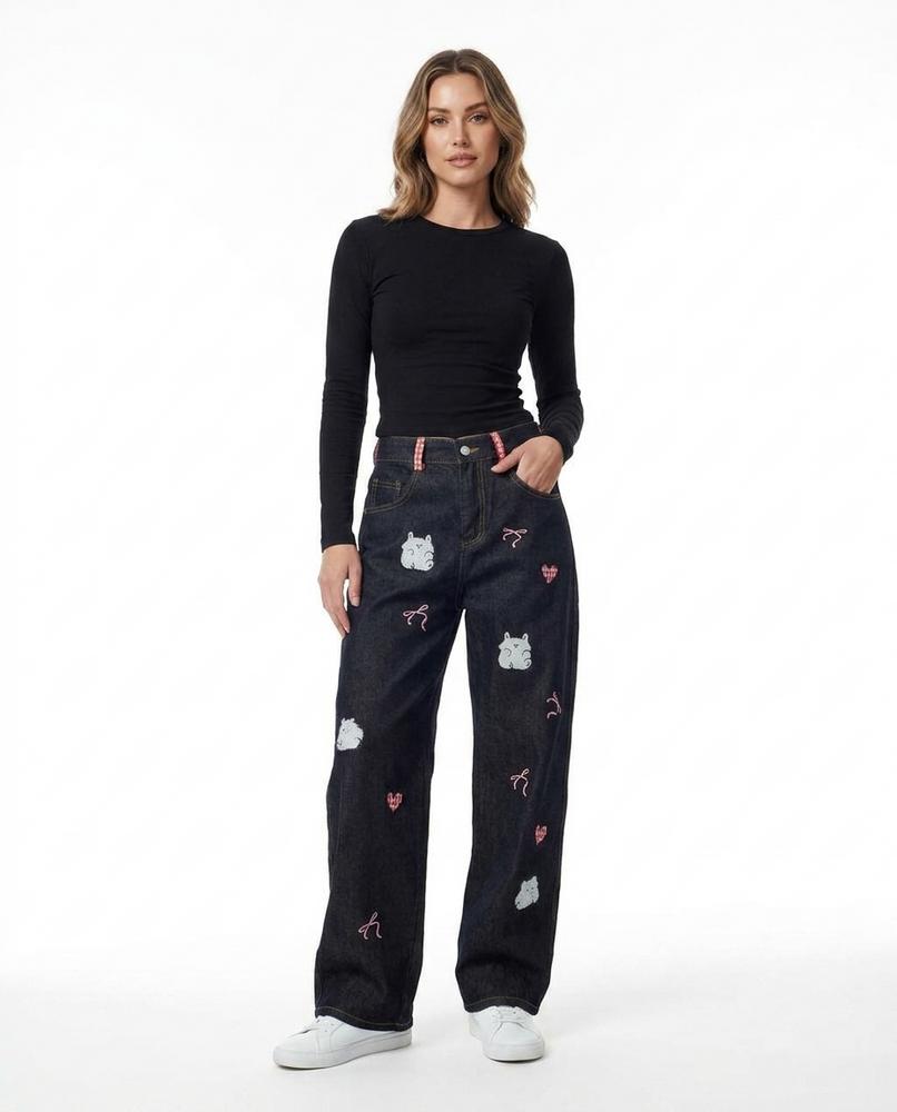 Heidi Outlet - Kerel | Applizierte Weit Geschnittene Hose Damen