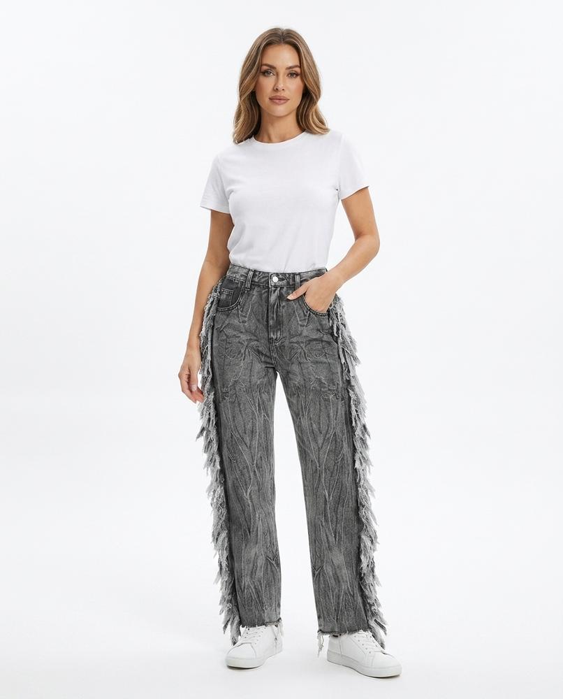 Heidi Outlet - Talor | Gefranste Gewaschene Hose Unisex