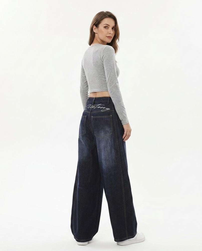 Heidi Outlet - Lomer | Weit Geschnittene Bestickte Hose Damen