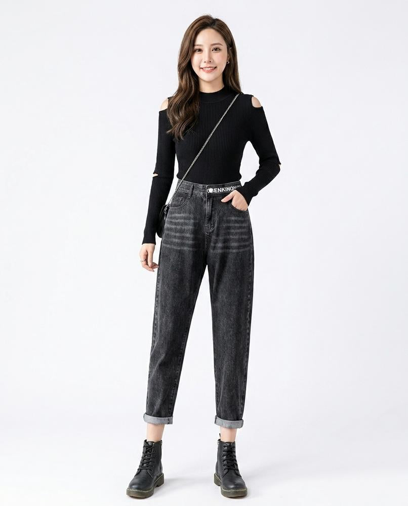 Heidi Outlet - Ketor | Hochgeschnittene Baumwoll Hose Damen