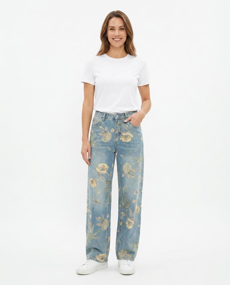 Heidi Outlet - Valin | Geblümte Denim Hose Unisex