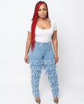 Heidi Outlet - Raver | Fransig Hochgeschnitten Hose Damen