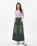 Heidi Outlet - Tatal | Verwaschener Langer Rock Damen